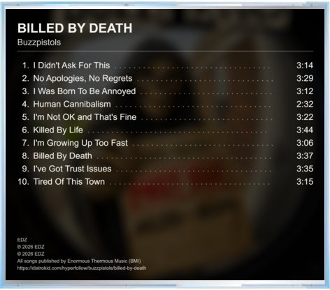 Billed By Death — Back cover