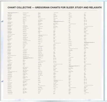 Gregorian Chants for Sleep, Study and Relaxation - CD Part 2 of 2 — Lyrics insert
