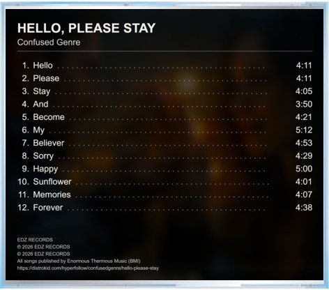 Hello, Please Stay — Back cover