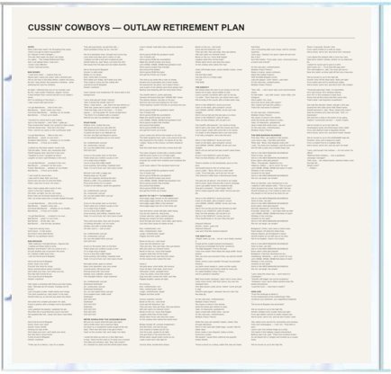 Outlaw Retirement Plan — Lyrics insert
