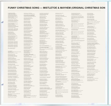 Mistletoe & Mayhem (Original Christmas Songs For The People) — Lyrics insert
