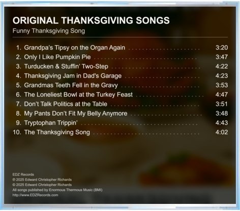 Original Thanksgiving Songs — Back cover