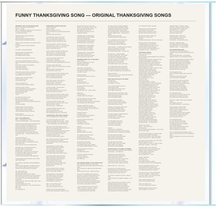 Original Thanksgiving Songs — Lyrics insert