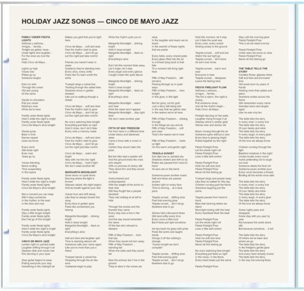 Cinco De Mayo Jazz — Lyrics insert