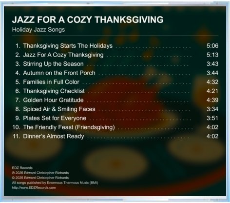 Jazz For A Cozy Thanksgiving — Back cover
