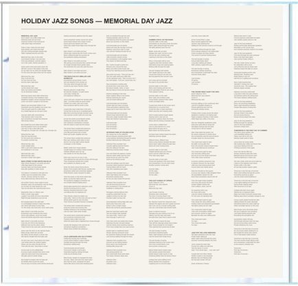 Memorial Day Jazz — Lyrics insert