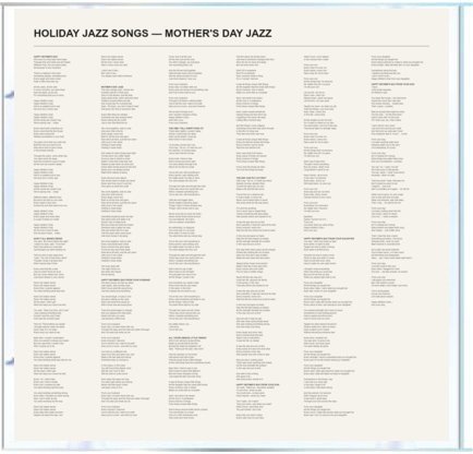 Mother's Day Jazz — Lyrics insert